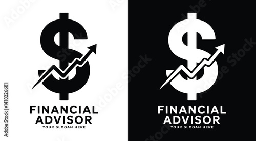 Professional dollar and chart logo for financial advisors and wealth managers representing investment growth and financial planning