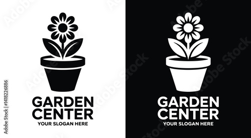 Vibrant pot and flower logo for garden centers offering premium plants gardening tools and expert cultivation advice