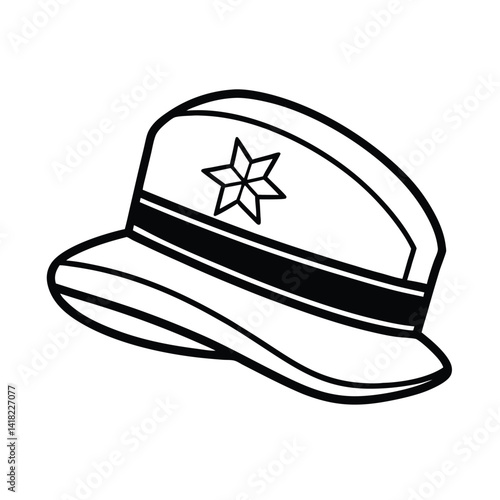 Military Peaked Cap With Star Insignia Vector Illustration Isolated Design Element For Uniforms And Accessories