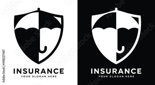 Trustworthy shield and umbrella logo for insurance providers representing comprehensive coverage and risk management solutions