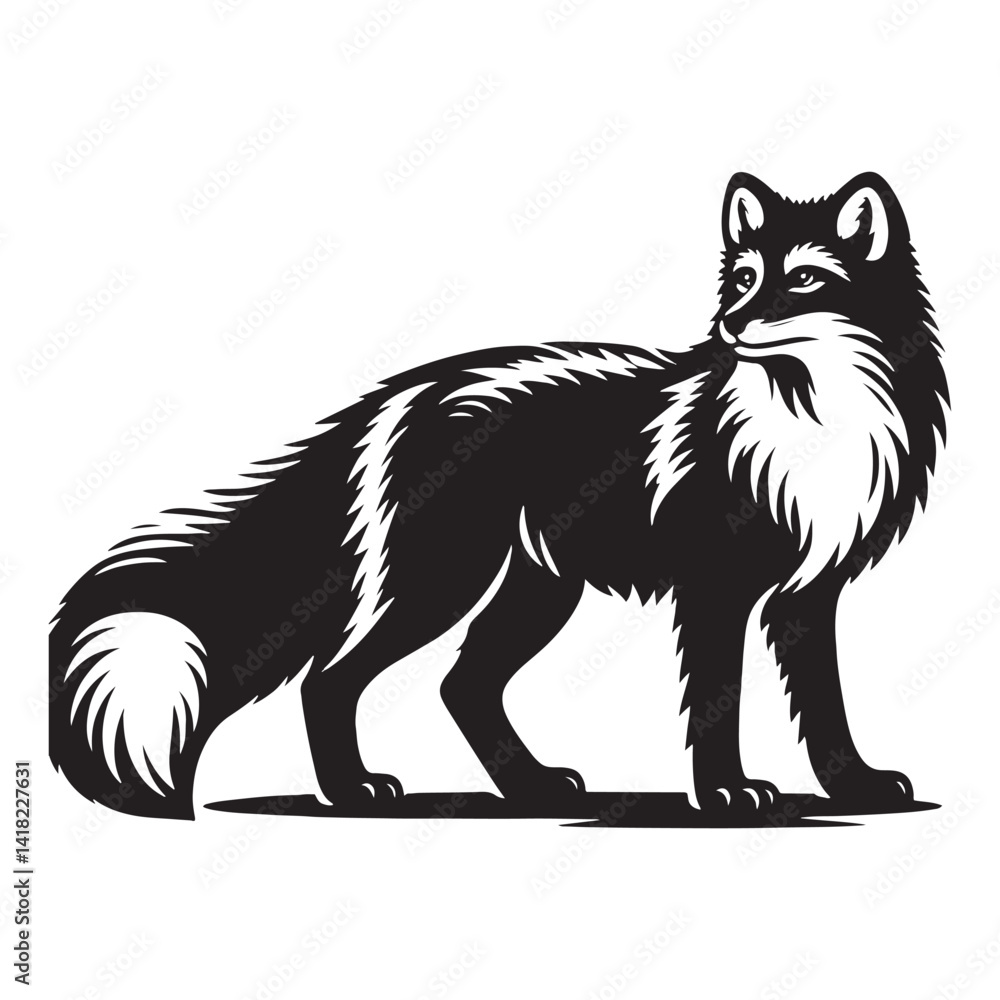 Fototapeta premium Whispers of the North: A Captivating Collection of Arctic Fox Vector Silhouettes Showcasing the Silent Beauty, Adaptability, and Elegance of This Enigmatic Winter Survivor
