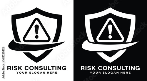 Professional shield and caution symbol logo for risk consultants representing threat mitigation and organizational resilience