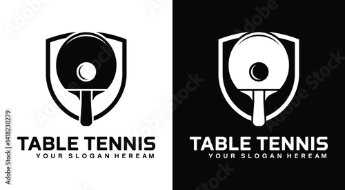 Dynamic paddle and ball logo for racket sports teams representing fast-paced rallies and tournament-level competition