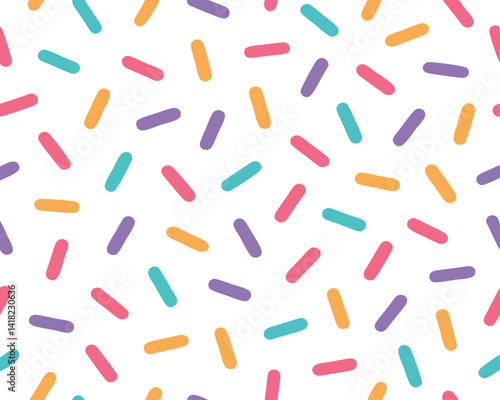 Colorful Sprinkles Seamless Pattern: Festive, Fun, and Decorative Vector Background.