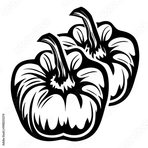 Two stylish black and white pumpkins sharing space, artful representation