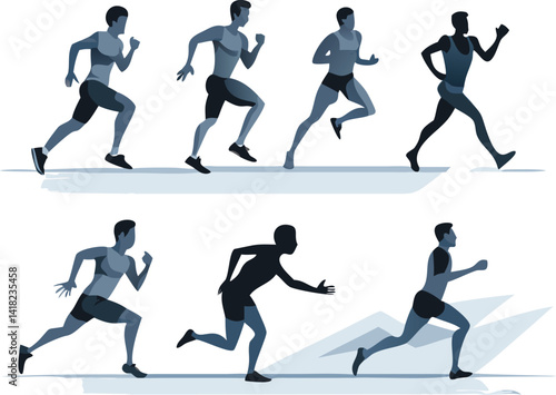 Male Runner Sprints in Different Stages of a Race