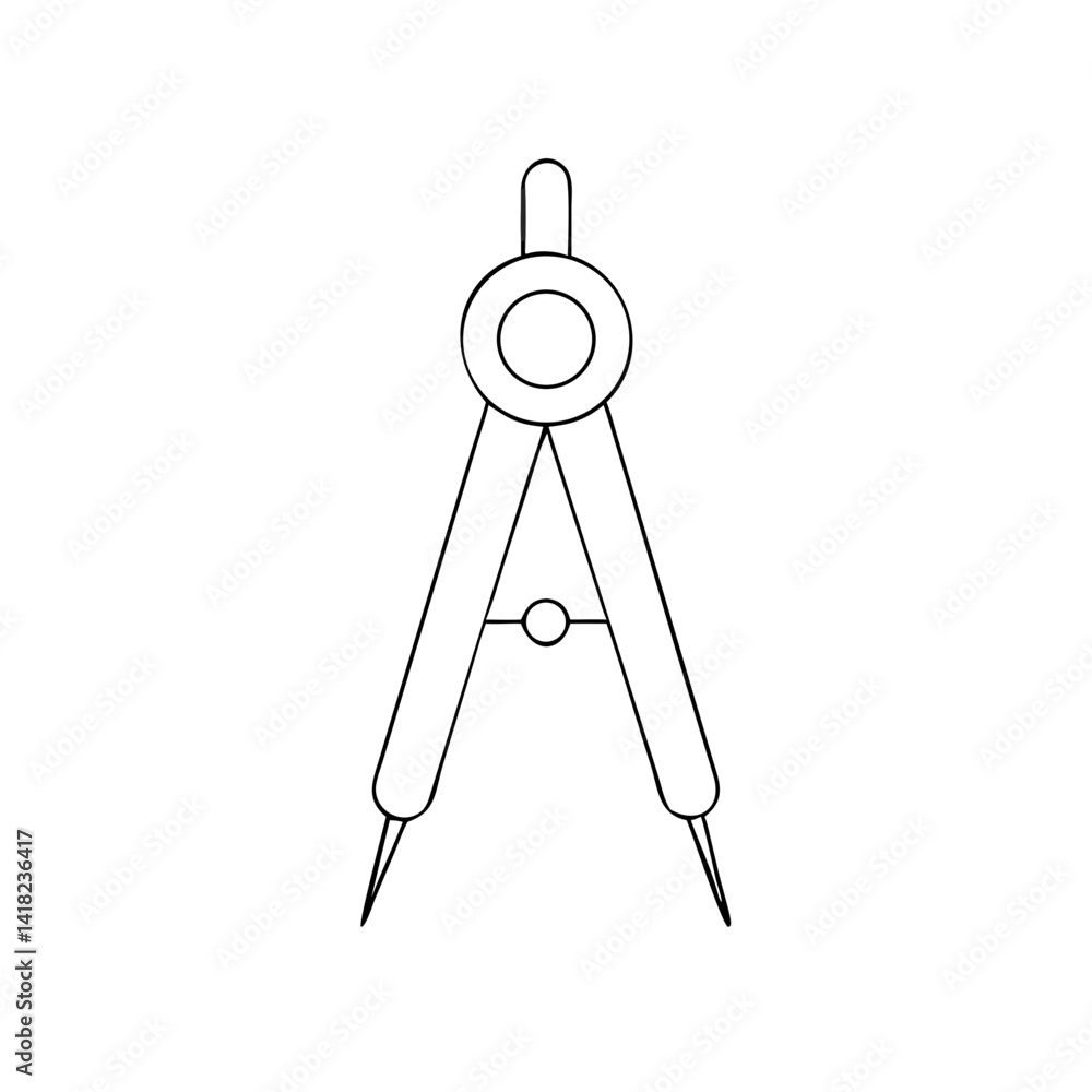 Compass icon outline representing precision and geometry, black and white design -2 Compass icon outline representing precision and geometry, black and white design -2
