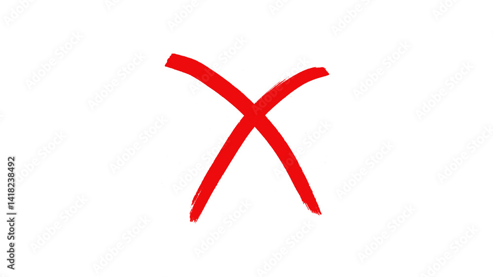Obraz premium Red cross mark on transparent background. Grunge red x sign. Red cross marker png. 