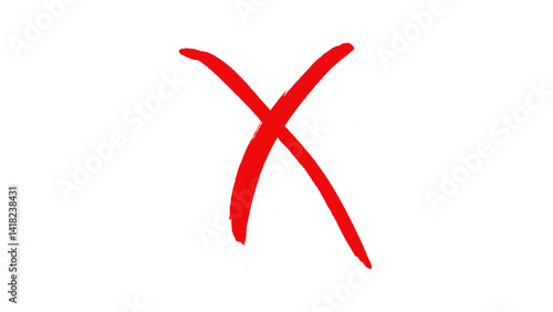 Hand-drawn red cross marker. Grunge red x sign. Red cross marker png. 