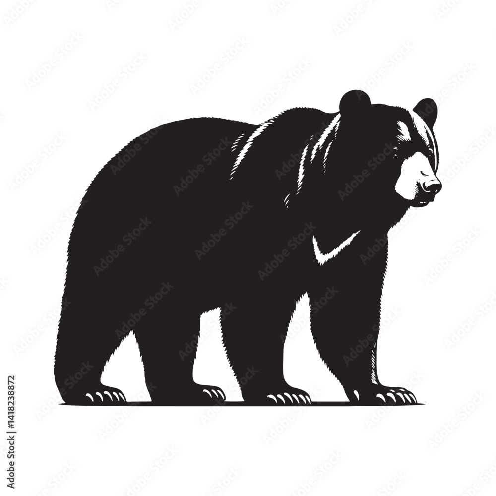 Fototapeta premium Moon Bear Mystique: A Powerful Collection of Asiatic Black Bear Vector Silhouettes Highlighting the Strength, Grace, and Iconic Crescent Mark of This Enigmatic Forest Dweller
