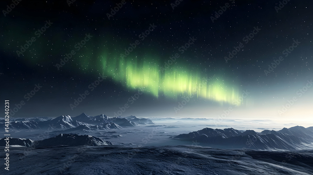 Alien Planet Aurora Panorama Night Alien Planet Aurora Panorama Night