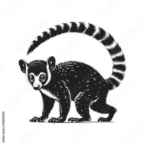 Mystery of Madagascar: A Fascinating Collection of Aye-Aye Vector Silhouettes Showcasing the Unique Form, Elusive Nature, and Nocturnal Charm of This Enigmatic Primate Species