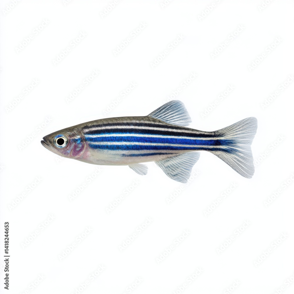 Fototapeta premium Zebrafish swimming isolated on white background