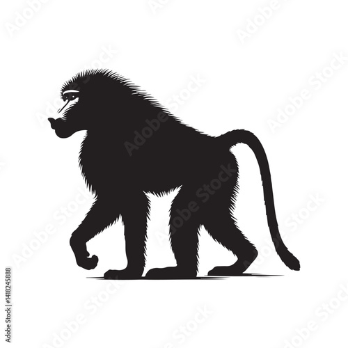 Lords of the Cliffs: A Dynamic Collection of Baboon Vector Silhouettes Showcasing the Power, Social Bonds, and Rugged Beauty of These Intelligent African Primates in Motion
