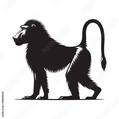 Lords of the Cliffs: A Dynamic Collection of Baboon Vector Silhouettes Showcasing the Power, Social Bonds, and Rugged Beauty of These Intelligent African Primates in Motion