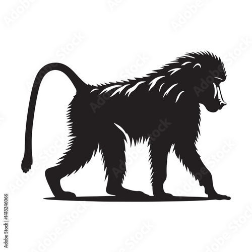 Lords of the Cliffs: A Dynamic Collection of Baboon Vector Silhouettes Showcasing the Power, Social Bonds, and Rugged Beauty of These Intelligent African Primates in Motion