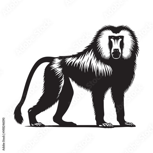 Lords of the Cliffs: A Dynamic Collection of Baboon Vector Silhouettes Showcasing the Power, Social Bonds, and Rugged Beauty of These Intelligent African Primates in Motion