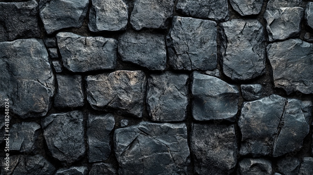 Dark grey stone wall texture with squared blocks. Dark grey stone wall texture with squared blocks.