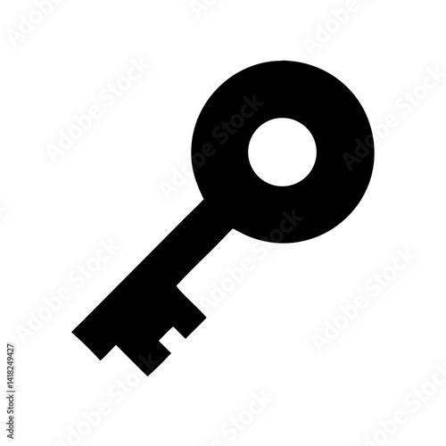 Black key silhouette on white background  