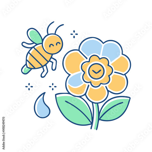 Bee and flower icon symbolizing pollination and nature.
