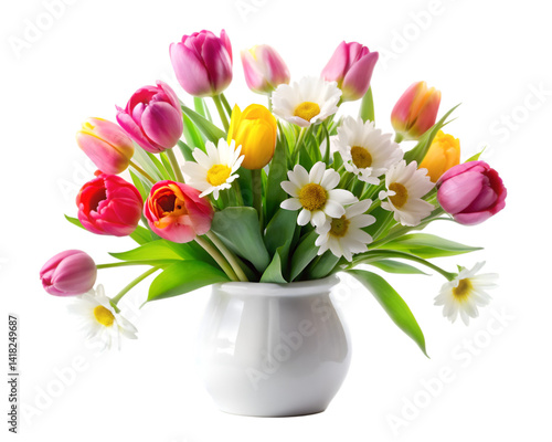 Colorful Flowers in a White Vase