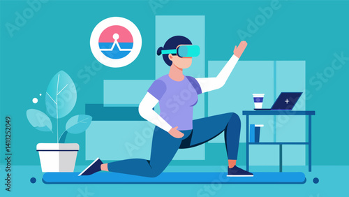 A virtual reality rehabilitation program includes VR assisted stretching as a crucial component helping patients regain mobility and prevent further. Vector illustration