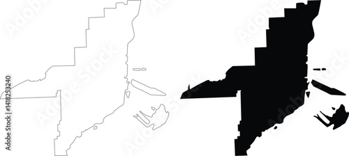 Miami city Florida map outline, silhouette, contour vector