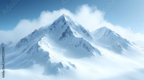 Wallpaper Mural Snowy mountains pierce blue skies blanketed with cloud layers Jagged peaks rise high pristine and white A stunning s Torontodigital.ca