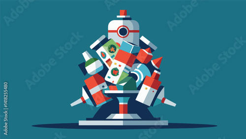 A sculpture made from old aluminum cans symbolizing how discarded objects can be repurposed into soing valuable and meaningful.. Vector illustration
