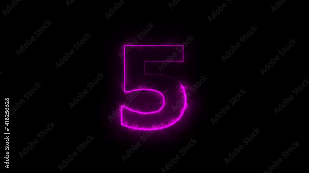 neon glowing text 5 number countdown icon on black background 4k animation. Neon number 5 with alpha channel, Energy pink neon 5 number. neon glowing text 5 number countdown icon on black background 4k animation. Neon number 5 with alpha channel, Energy pink neon 5 number.