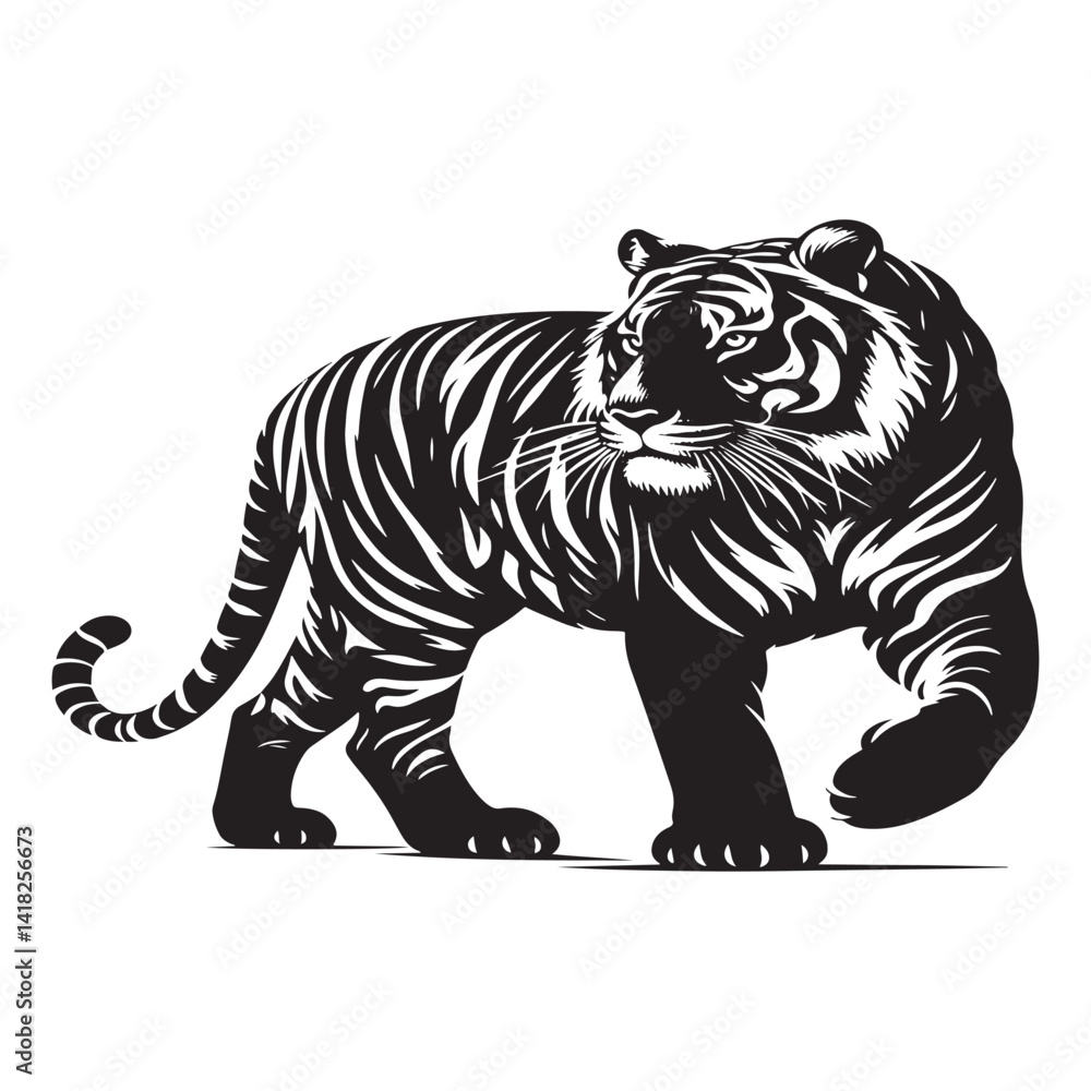 Stripes of Power: A Striking Collection of Bengal Tiger Vector Silhouettes Showcasing the Majesty, Strength, and Endangered Beauty of This Iconic Big Cat of India Stripes of Power: A Striking Collection of Bengal Tiger Vector Silhouettes Showcasing the Majesty, Strength, and Endangered Beauty of This Iconic Big Cat of India
