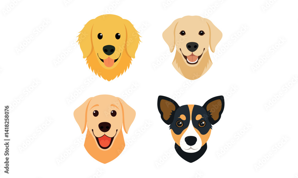 Obraz premium Portrait photo of an adorable mongrel dog face set isolated on white beackground