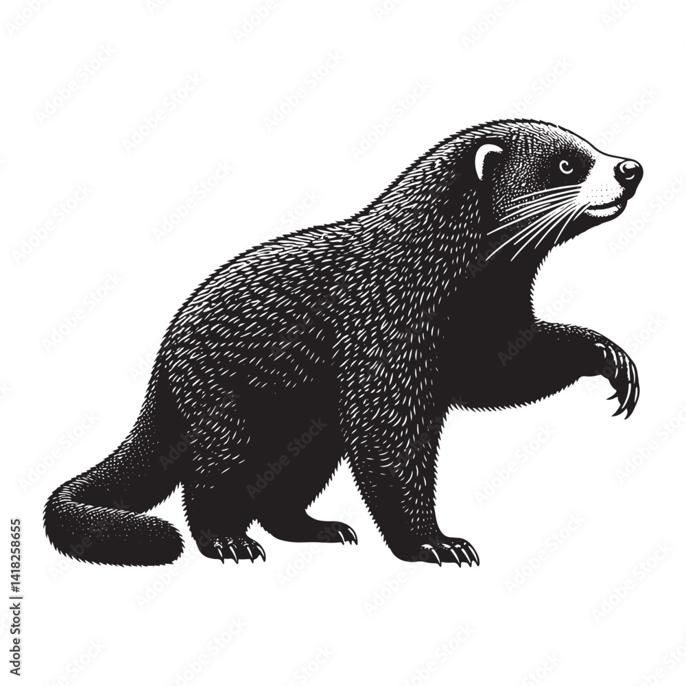 Fototapeta premium Whiskers of the Canopy: A Captivating Collection of Binturong Vector Silhouettes Showcasing the Mysterious Charm, Arboreal Grace, and Unique Form of the Elusive Bearcat