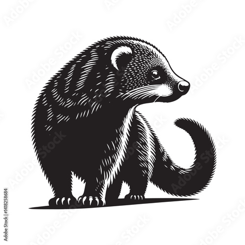 Whiskers of the Canopy: A Captivating Collection of Binturong Vector Silhouettes Showcasing the Mysterious Charm, Arboreal Grace, and Unique Form of the Elusive Bearcat