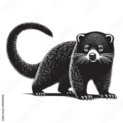 Whiskers of the Canopy: A Captivating Collection of Binturong Vector Silhouettes Showcasing the Mysterious Charm, Arboreal Grace, and Unique Form of the Elusive Bearcat