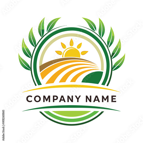 Farm logo with leaves and sun