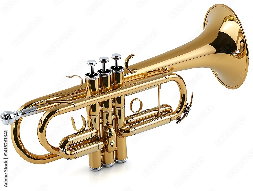 Obraz premium Polished brass trumpet positioned for display.