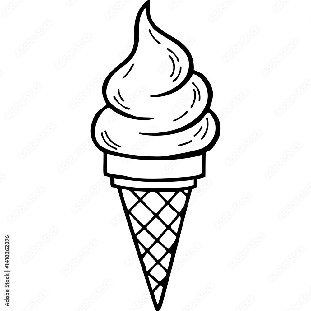Ice cream cone in black line vector illustration
Ice cream cone in black line vector illustration