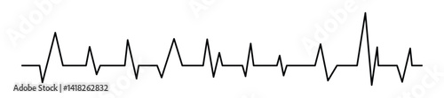 Heart cardiogram black line vector.