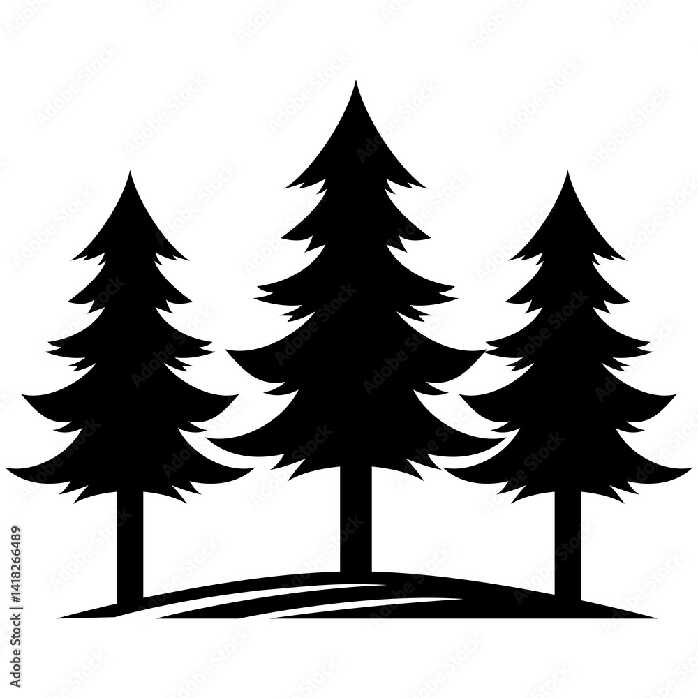 Obraz premium Pine trees collection forest silhouette graphic elements landscape illustration