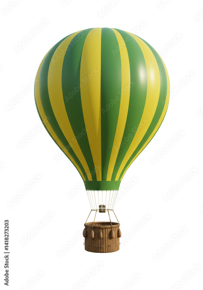 Naklejka premium Colorful hot air balloon in flight on a transparent background 