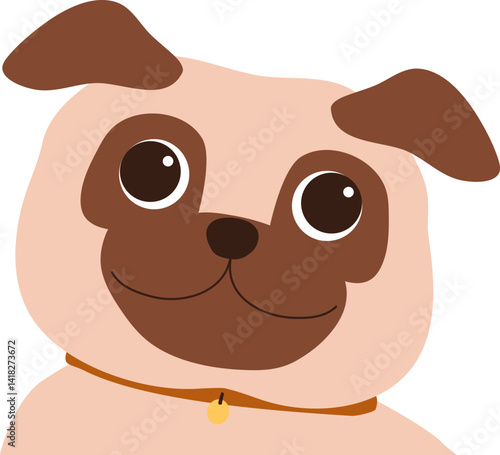 Cute Pug Dog design elements illustration