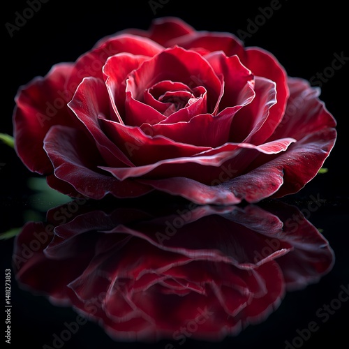 Wallpaper Mural Crimson rose reflected on a dark surface. Torontodigital.ca