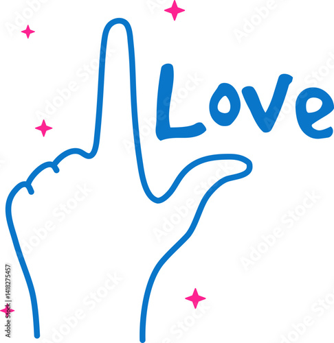 Hand drawn L Sign Hands Gesture for Love