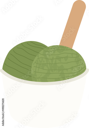 Matcha green tea Ice Cream cup dessert food illustration