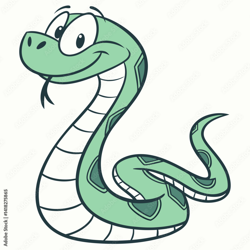 Fototapeta premium Flat Style Cartoon Snake Clipart