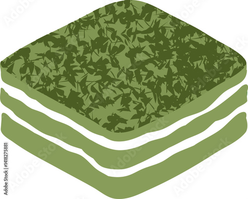 Matcha green tea dessert box cake food illustration