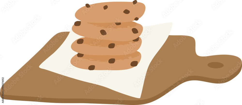 Hand drawn Chocolate Chip Cookie Fresh in the Oven Hand drawn Chocolate Chip Cookie Fresh in the Oven