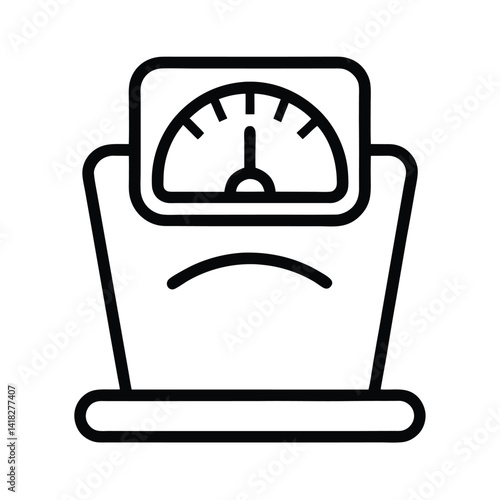Line Art of Fitness Scale with BMI Reading on White