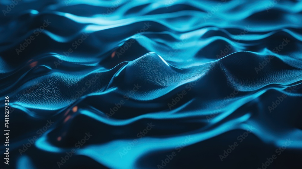 Obraz premium Abstract blue waves create a dynamic, futuristic, elegant background.